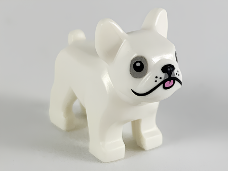 Французский бульдог Lego 29602pb02 Dog, French Bulldog with Black Eyes, Nose, Mouth, Bright Pink Tongue and Light Bluish Gray Around Right Eye Pattern U